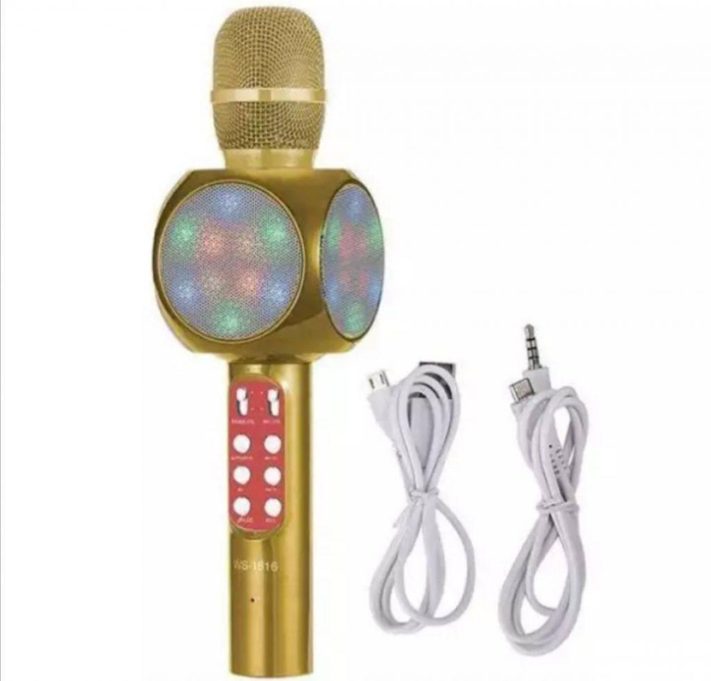 Bluetooth Karaoke Mikrofon Sa Led Svetlom Ws878 Zlatni A365 Shop